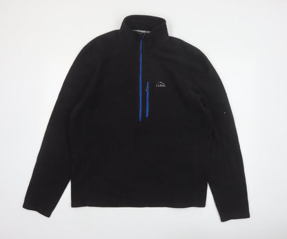 L.L.Bean Men's Black Fleece 1/4 Zip Pullover Sweatshirt L Regular