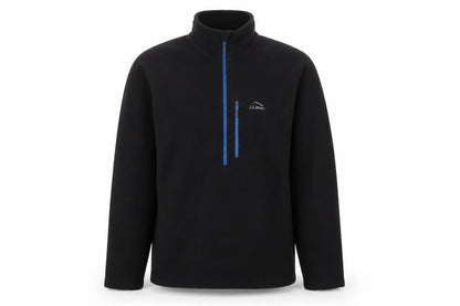 L.L.Bean Men's Black Fleece 1/4 Zip Pullover Sweatshirt L Regular