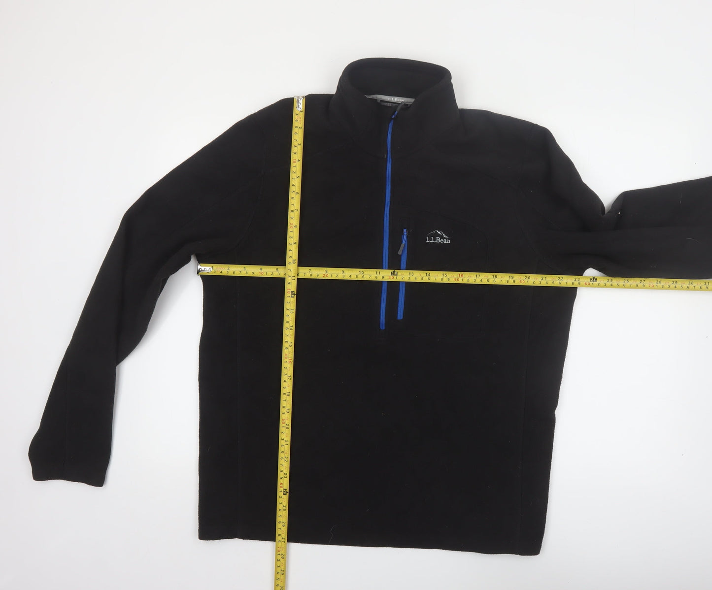 L.L.Bean Men's Black Fleece 1/4 Zip Pullover Sweatshirt L Regular