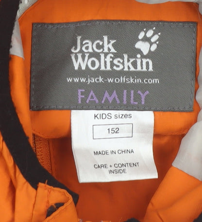Jack Wolfskin Boys Orange Waterproof Hooded Rain Coat Jacket Size 152