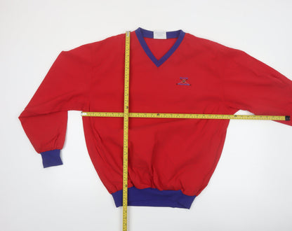 Starbus Weather Screen Men’s Red V-Neck Pullover Sweatshirt S Vintage