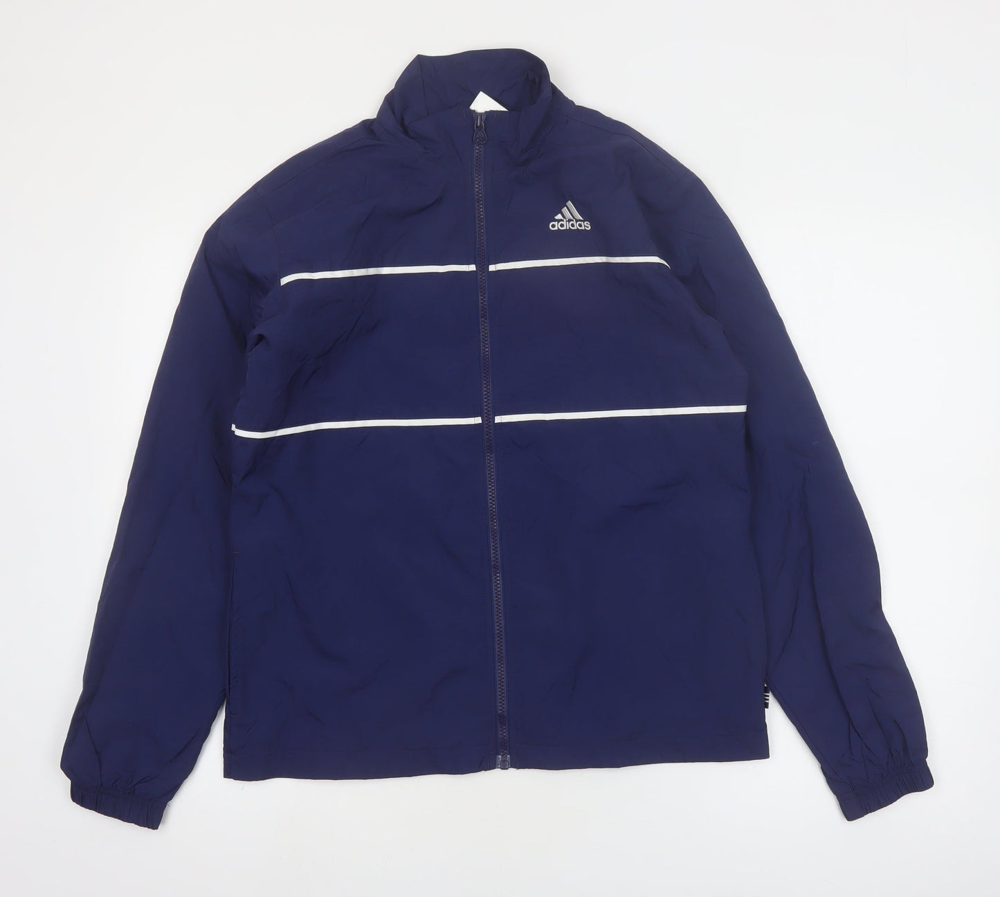 Adidas Men's Blue Small Windbreaker Jacket Lightweight Zip Sportswear