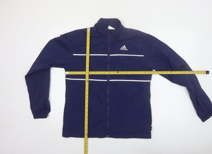 Adidas Men's Blue Small Windbreaker Jacket Lightweight Zip Sportswear