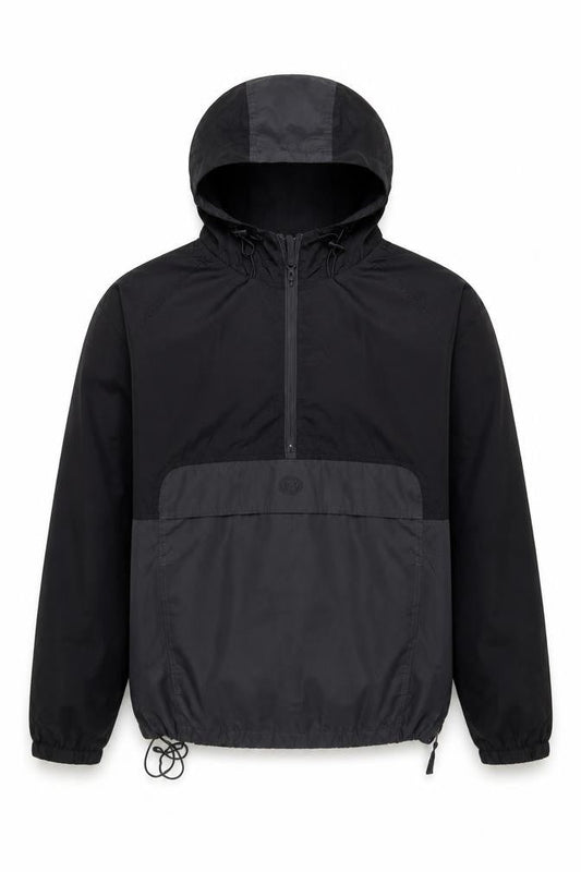 Courir Men's Black S Hooded 1/4 Zip Windbreaker Jacket