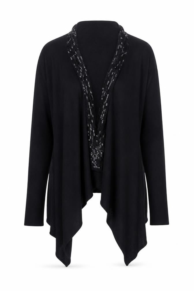 Marks and Spencer Women Black Sequin Trim Cardigan Size 14