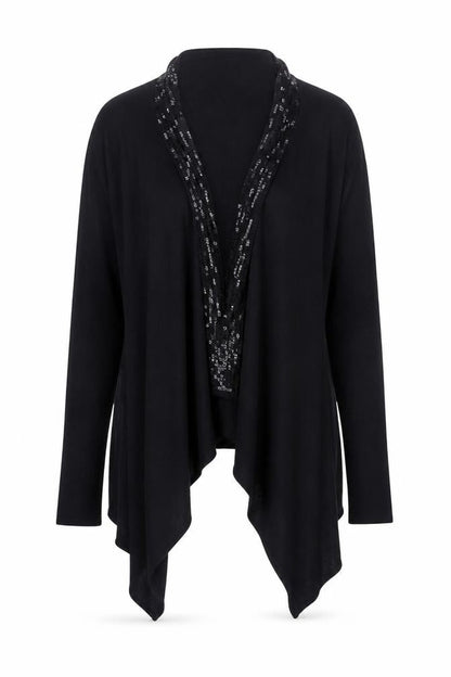 Marks and Spencer Women Black Sequin Trim Cardigan Size 14