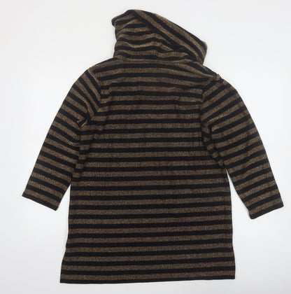 Chaus Womens Black Gold Striped Cowl Neck Pullover Jumper Size L