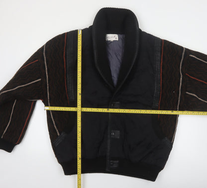 Carlo II Men's Black XL Retro Shawl Collar Bomber Jacket