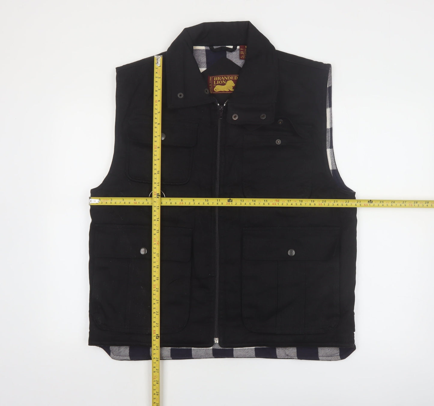 Branded Lion Mens Black M Ramie Cotton Bodywarmer Waistcoat