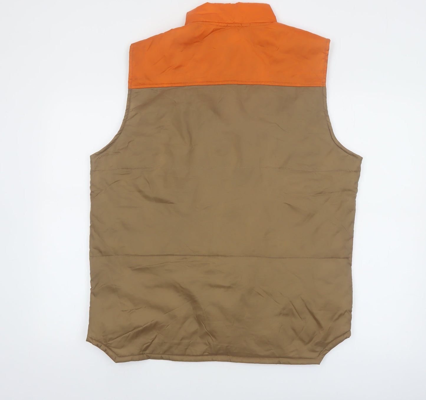 Troll Co. Men's Brown Orange Lined Workwear Bodywarmer Waistcoat L
