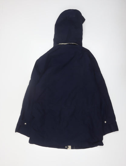London Fog Women's Blue Hooded Mid-Length Parka Coat Medium