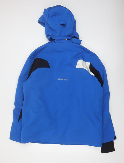 Spyder Men's Blue L Ski Jacket Hooded Water Resistant Winter Coat