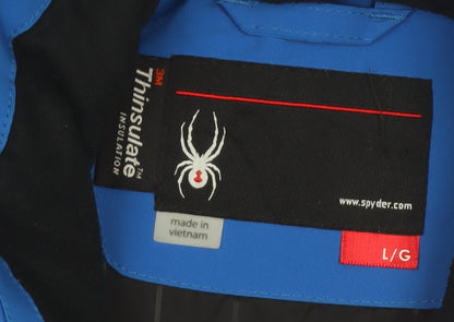 Spyder Men's Blue L Ski Jacket Hooded Water Resistant Winter Coat