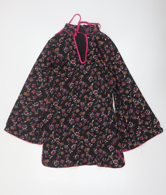 Glamorous Petite Women’s Black Floral Kimono Blouse Size 12