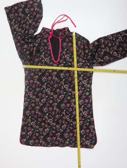 Glamorous Petite Women’s Black Floral Kimono Blouse Size 12