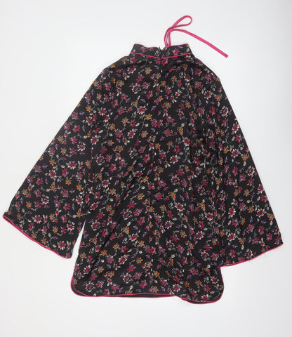 Glamorous Petite Women’s Black Floral Kimono Blouse Size 12