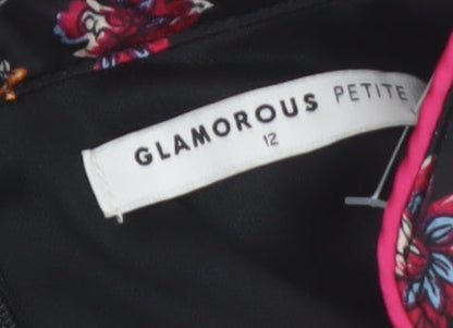 Glamorous Petite Women’s Black Floral Kimono Blouse Size 12