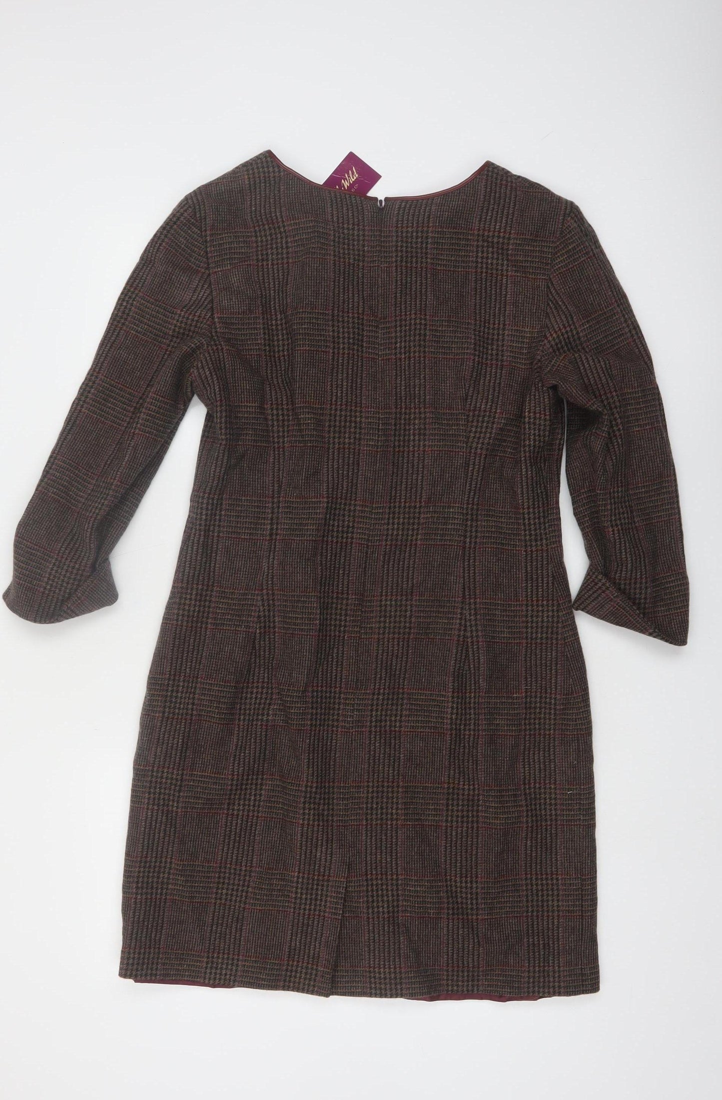 Really Wild Women’s Brown Check Wool Shift Dress Size 14
