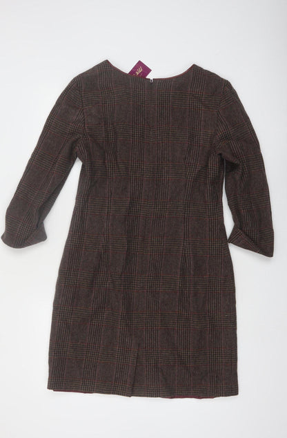Really Wild Women’s Brown Check Wool Shift Dress Size 14