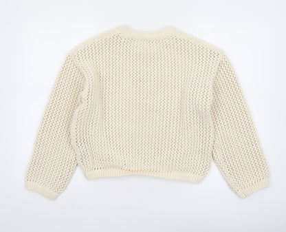Marks and Spencer Women’s Ivory Open-Knit Polyester Pullover Jumper M