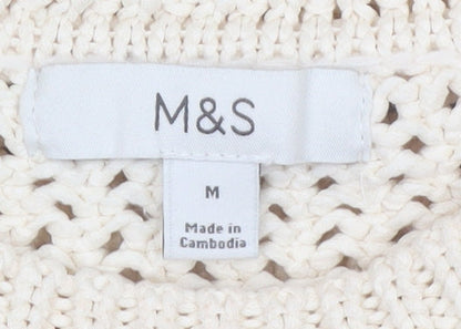 Marks and Spencer Women’s Ivory Open-Knit Polyester Pullover Jumper M