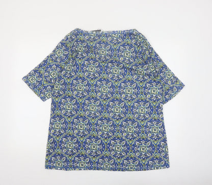 Marks and Spencer Women’s Blue Geometric Cotton T-Shirt Size 24