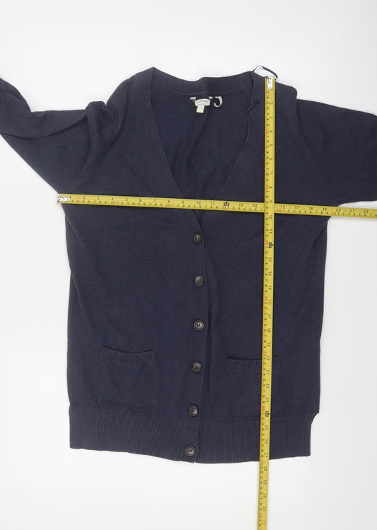 FatFace Women's Blue Cotton V-Neck Button Cardigan Size 14