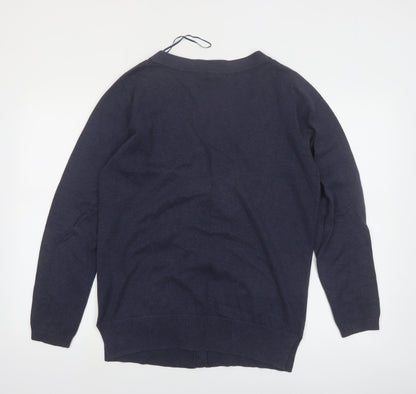 FatFace Women's Blue Cotton V-Neck Button Cardigan Size 14