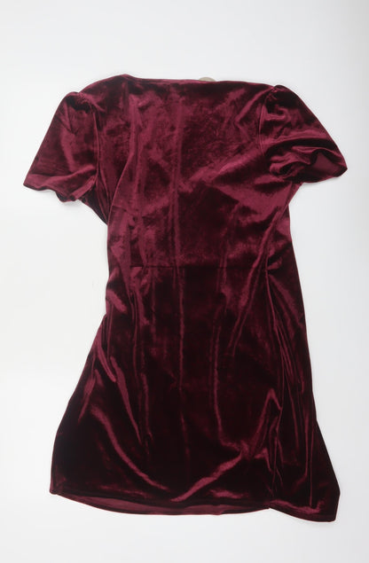 Apricot Women Red Velvet Wrap Dress Short Sleeve UK 16