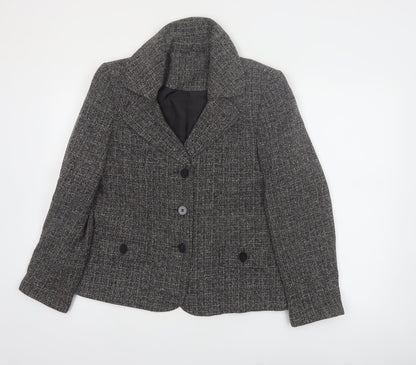 Style by EWM Women's Grey Tweed Blazer Size 12 Classic Work Jacket