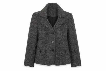 Style by EWM Women's Grey Tweed Blazer Size 12 Classic Work Jacket