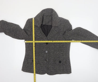 Style by EWM Women's Grey Tweed Blazer Size 12 Classic Work Jacket