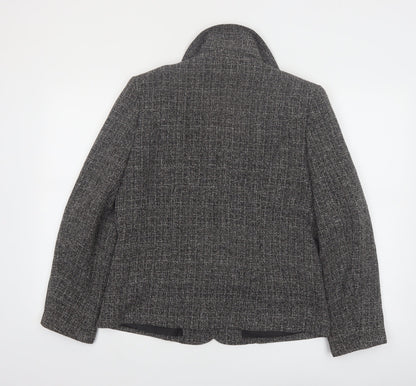 Style by EWM Women's Grey Tweed Blazer Size 12 Classic Work Jacket