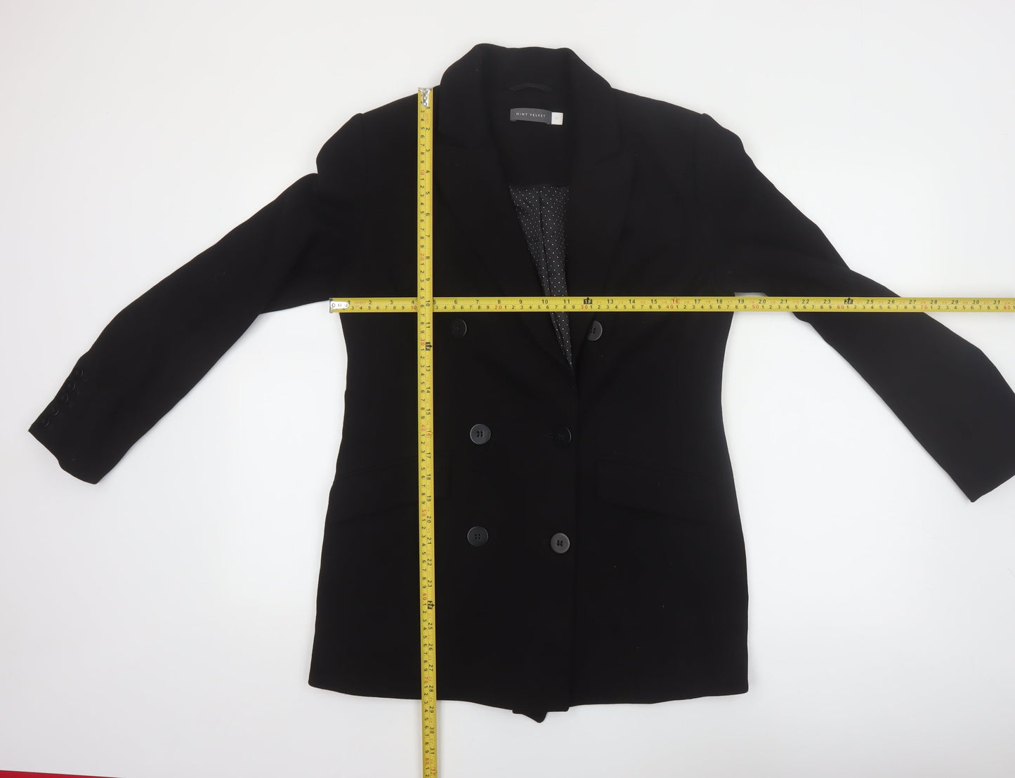 Mint Velvet Women's Black Double-Breasted Blazer Size 12