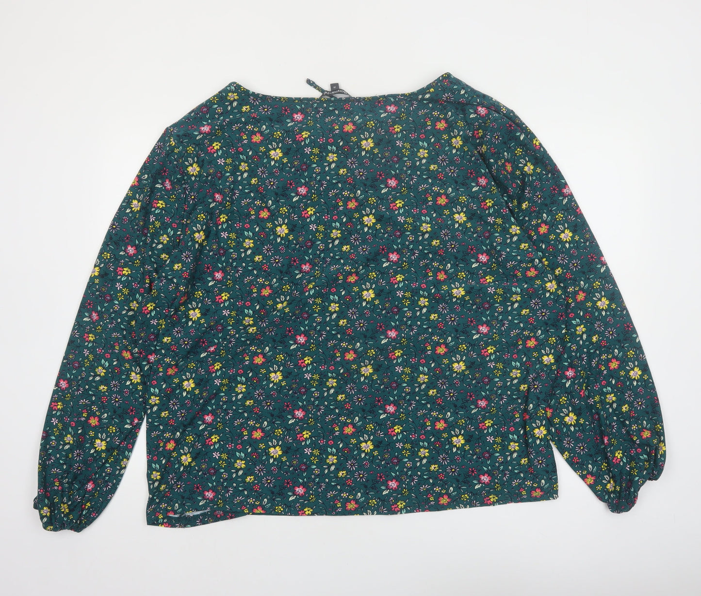 Bonmarché Women's Green Floral Long Sleeve Tunic Blouse Size 28