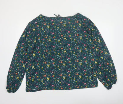 Bonmarché Women's Green Floral Long Sleeve Tunic Blouse Size 28