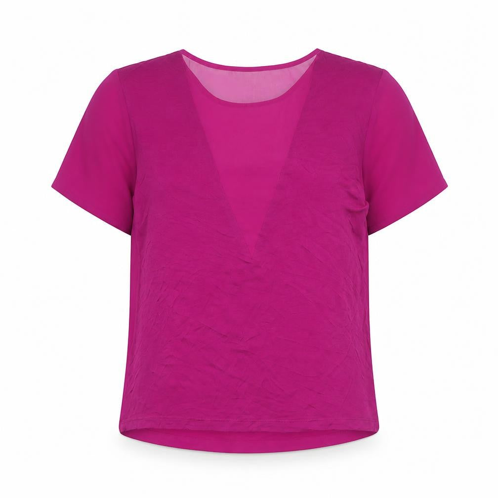Warehouse Women Purple Chiffon V-Neck Short Sleeve Blouse Size 10