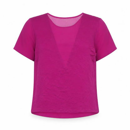 Warehouse Women Purple Chiffon V-Neck Short Sleeve Blouse Size 10