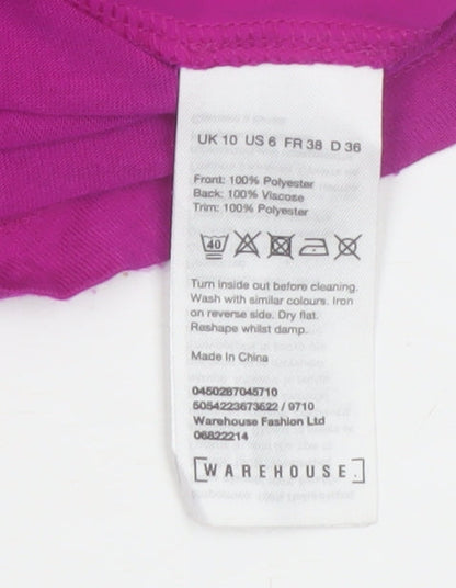 Warehouse Women Purple Chiffon V-Neck Short Sleeve Blouse Size 10