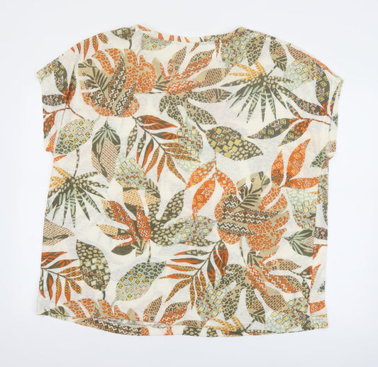 Damart Womens Multicoloured Floral Linen Blend Summer T-Shirt XL