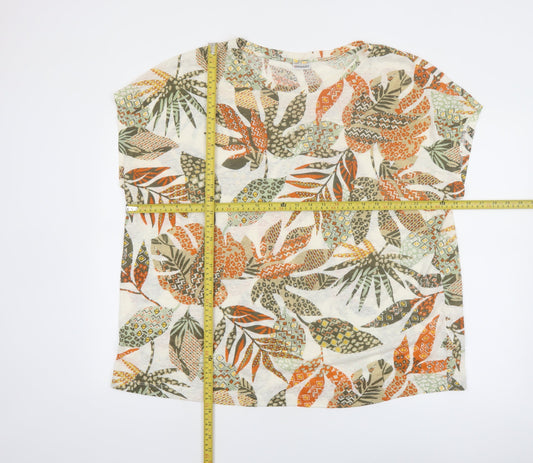 Damart Womens Multicoloured Floral Linen Blend Summer T-Shirt XL