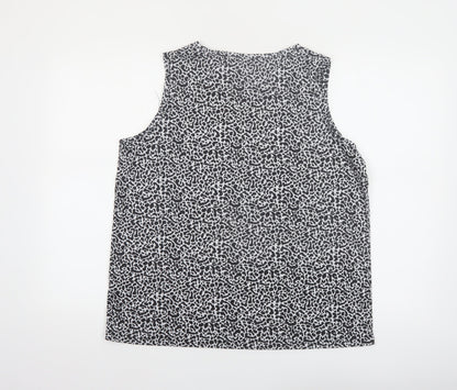 Marks and Spencer Women's Black Animal Print Sleeveless Tank Top Size 14