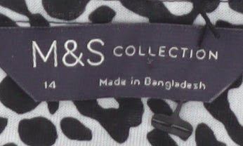 Marks and Spencer Women's Black Animal Print Sleeveless Tank Top Size 14
