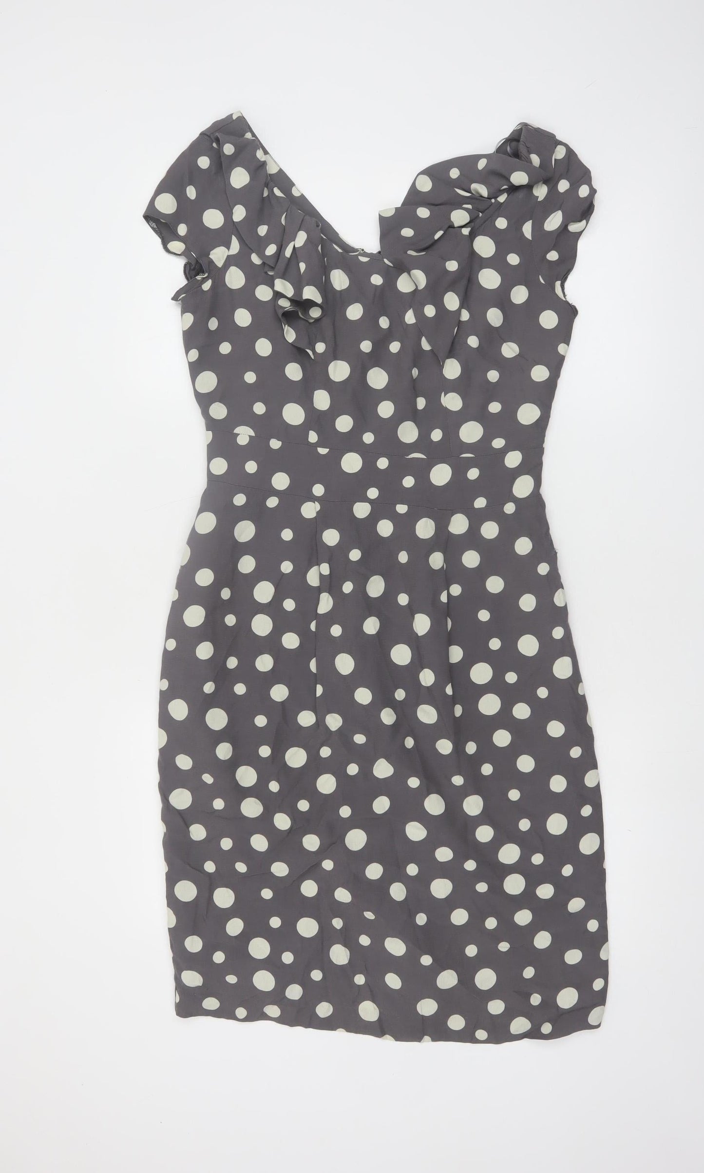 Rocha John Rocha Women’s Grey Polka Dot Sheath Dress Size 10
