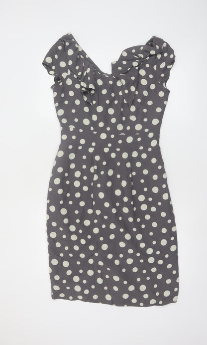 Rocha John Rocha Women’s Grey Polka Dot Sheath Dress Size 10