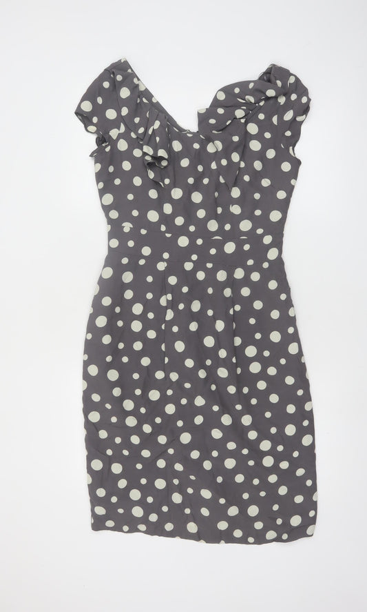 Rocha John Rocha Women’s Grey Polka Dot Sheath Dress Size 10