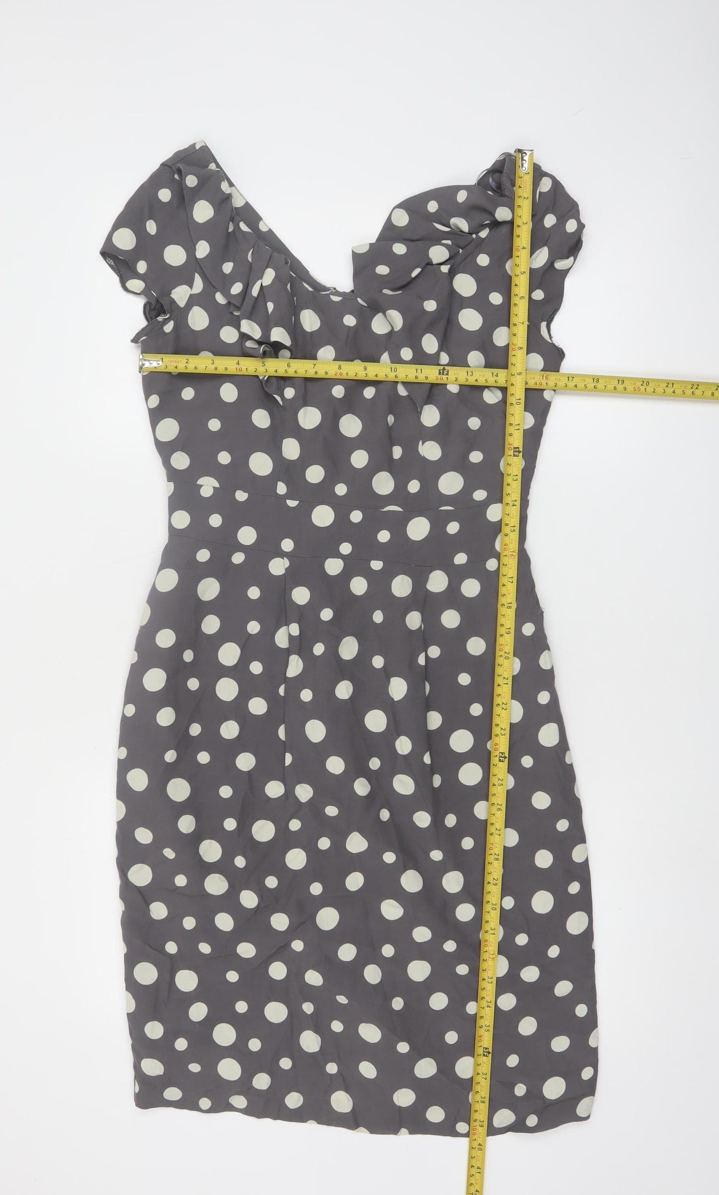 Rocha John Rocha Women’s Grey Polka Dot Sheath Dress Size 10