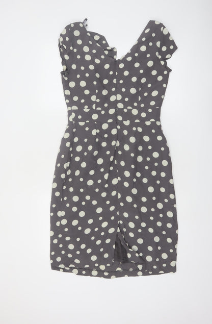 Rocha John Rocha Women’s Grey Polka Dot Sheath Dress Size 10