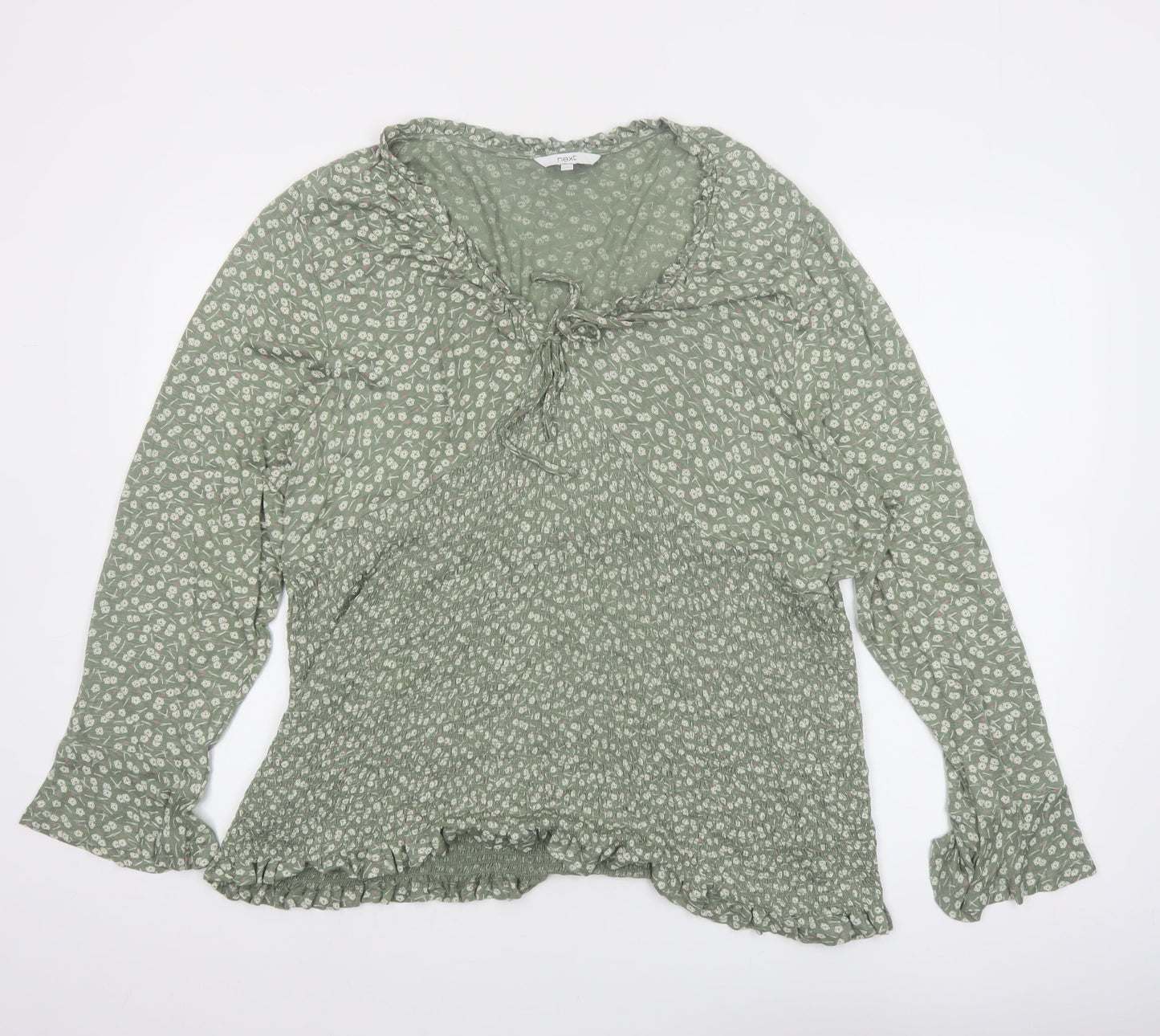 Next Womens Green Floral Viscose Tunic Blouse Size 24