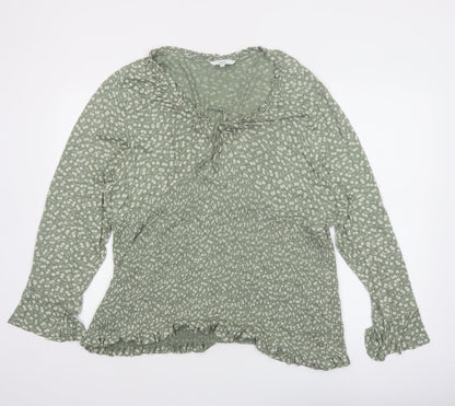 Next Womens Green Floral Viscose Tunic Blouse Size 24